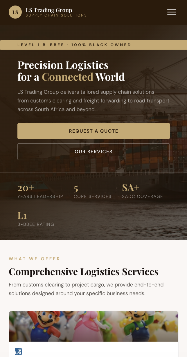 LS Trading Group mobile homepage